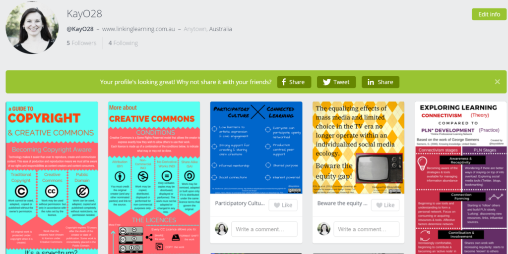Canva is a great way to share your work