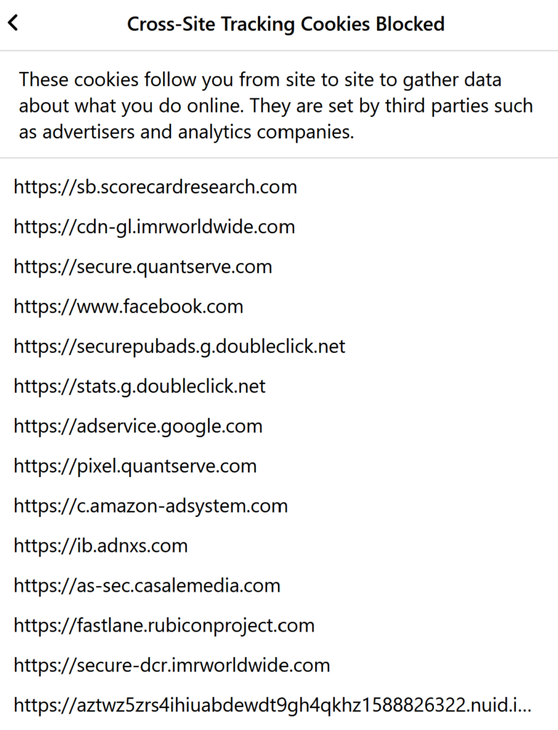 trackers blocked